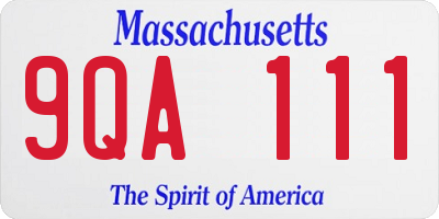 MA license plate 9QA111