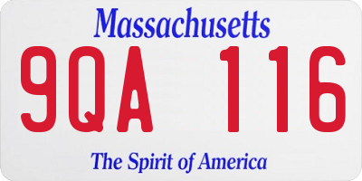 MA license plate 9QA116