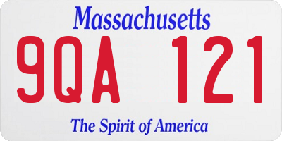 MA license plate 9QA121