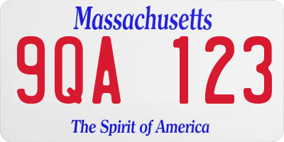 MA license plate 9QA123