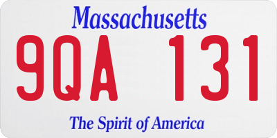 MA license plate 9QA131