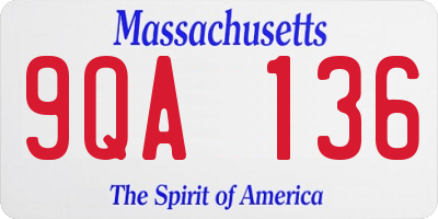 MA license plate 9QA136