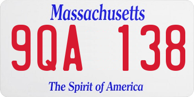 MA license plate 9QA138