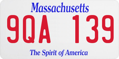 MA license plate 9QA139