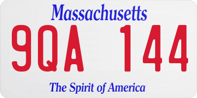MA license plate 9QA144