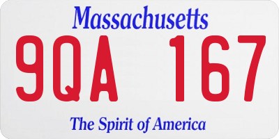 MA license plate 9QA167