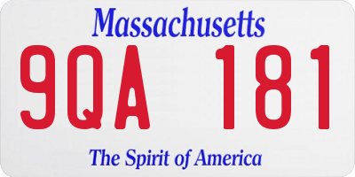 MA license plate 9QA181