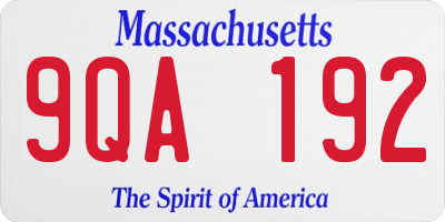 MA license plate 9QA192