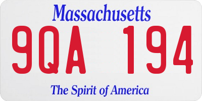 MA license plate 9QA194
