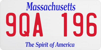 MA license plate 9QA196