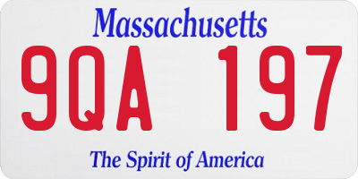 MA license plate 9QA197