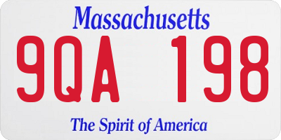 MA license plate 9QA198