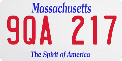 MA license plate 9QA217