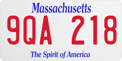 MA license plate 9QA218