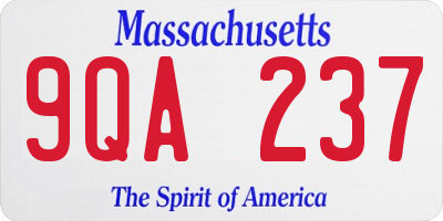 MA license plate 9QA237