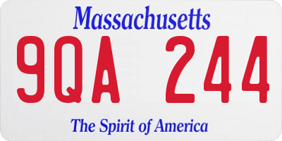 MA license plate 9QA244