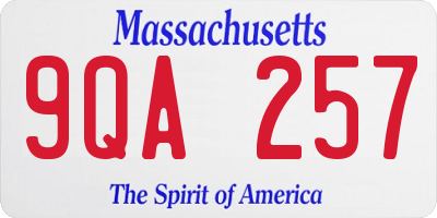 MA license plate 9QA257