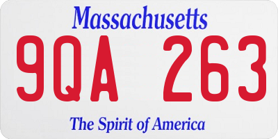 MA license plate 9QA263