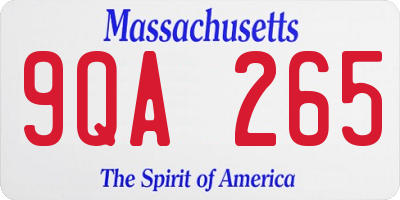MA license plate 9QA265