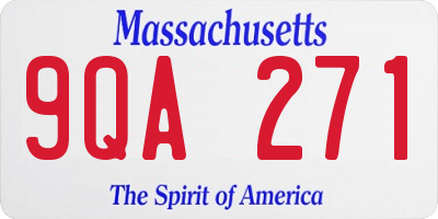 MA license plate 9QA271