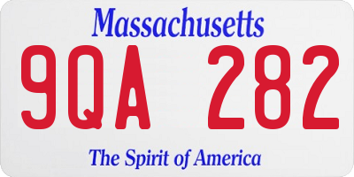 MA license plate 9QA282