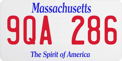MA license plate 9QA286