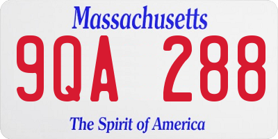 MA license plate 9QA288