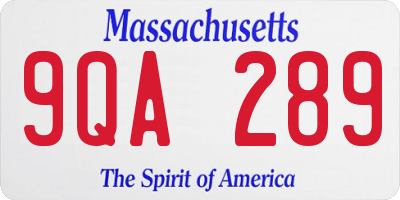 MA license plate 9QA289
