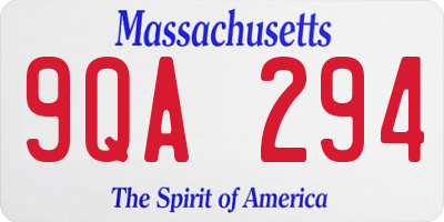 MA license plate 9QA294