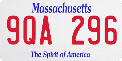 MA license plate 9QA296