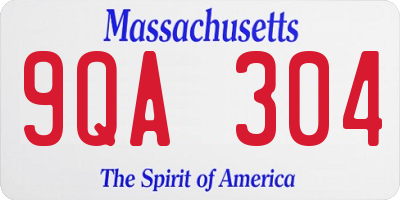 MA license plate 9QA304