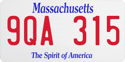 MA license plate 9QA315