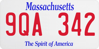 MA license plate 9QA342