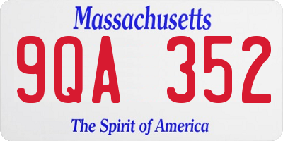 MA license plate 9QA352