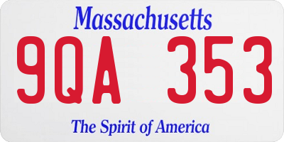 MA license plate 9QA353