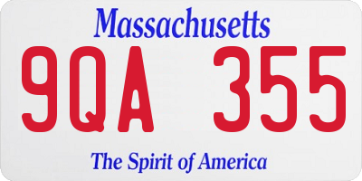 MA license plate 9QA355