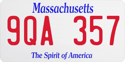 MA license plate 9QA357