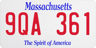 MA license plate 9QA361