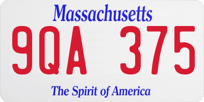 MA license plate 9QA375