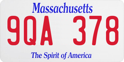 MA license plate 9QA378