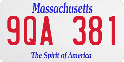 MA license plate 9QA381