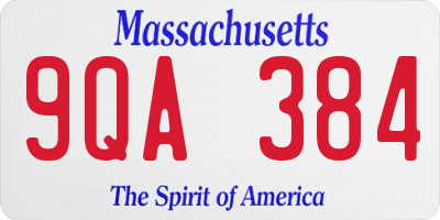 MA license plate 9QA384
