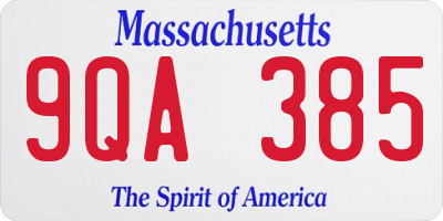 MA license plate 9QA385