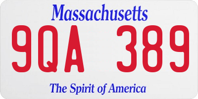 MA license plate 9QA389