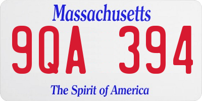 MA license plate 9QA394