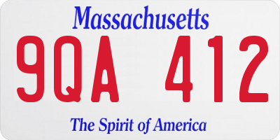 MA license plate 9QA412