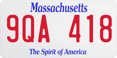 MA license plate 9QA418