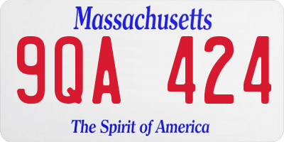 MA license plate 9QA424