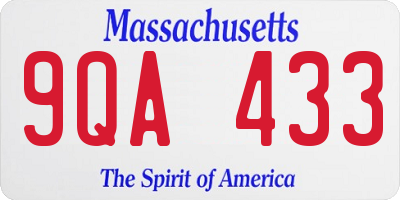 MA license plate 9QA433