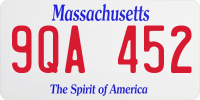 MA license plate 9QA452